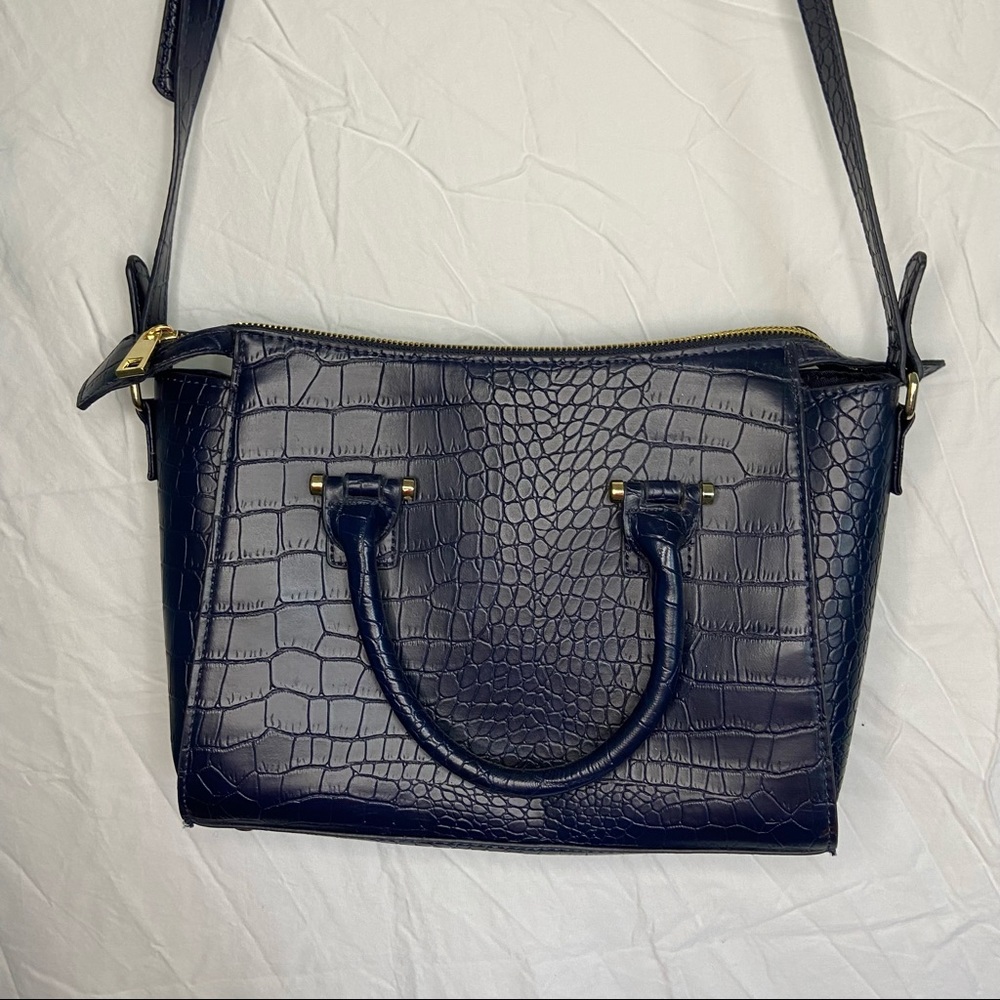 Navy Blue Snake Print Bag